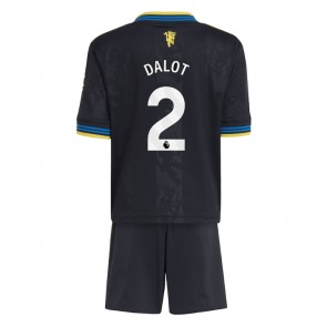 Manchester United Diogo Dalot #2 Tercera Equipación Niños 2025-26 Manga Corta (+ Pantalones cortos)